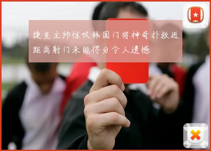 捷克主帅惊叹韩国门将神奇扑救近距离射门未能得分令人遗憾